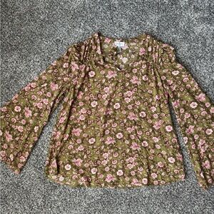 Jessica Simpson Olive Floral Blouse